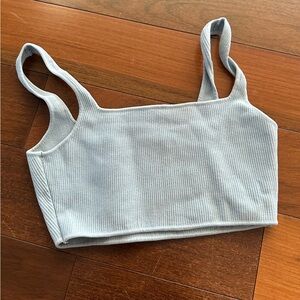 Light Blue Ribbed Crop Top